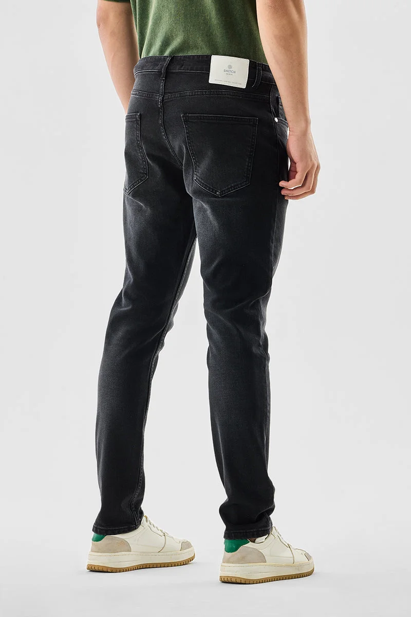 Snitch Black Tapered Slim Fit Jeans for Men | Best Price UAE